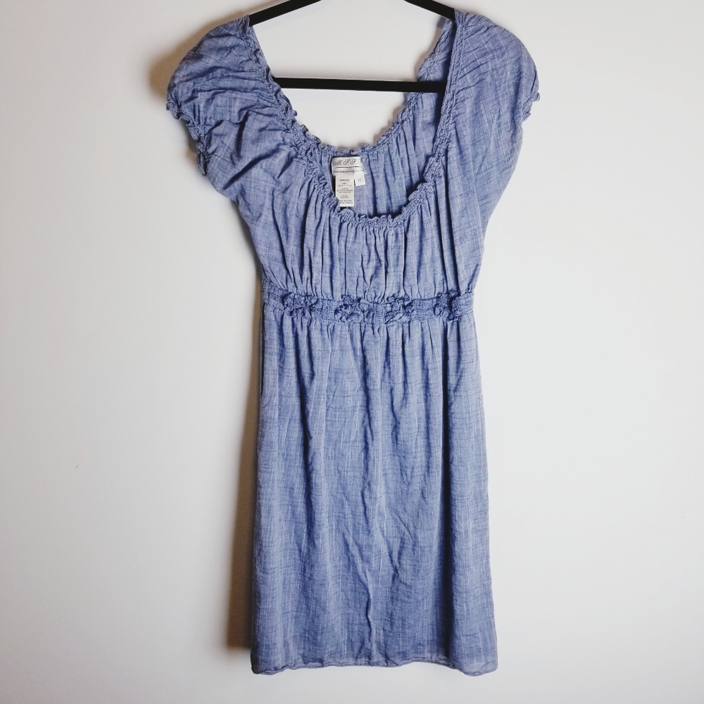 MSSP Max Studio chambray mini dress off shoulder